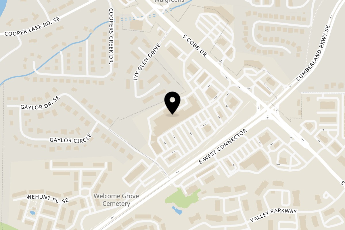 Map showing the location of Bolivar Coffee Smyrna on 4480 S Cobb Dr S in Smyrna