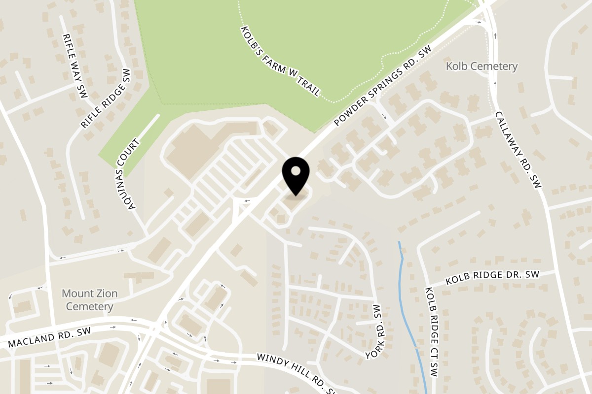 Map showing the location of Bolivar Coffee Marietta on 1651 Powder Springs Rd SW #1 in Marietta